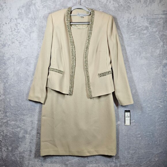 NWT John Meyer Dress Jacket Set Womens 10 Tan Gold Career Formal Wedding Party - Picture 1 of 16